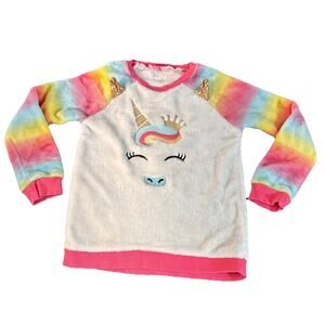 Penelope Mack Rainbow Unicorn Plush Sweatshirt Girls Size 6